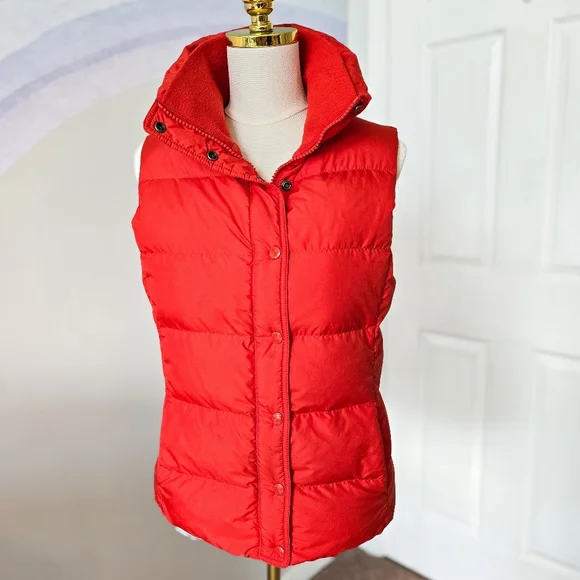J Crew | Small | Orange Puffer Vest With Hidden Snaps & Zippers - Picture 1 of 11